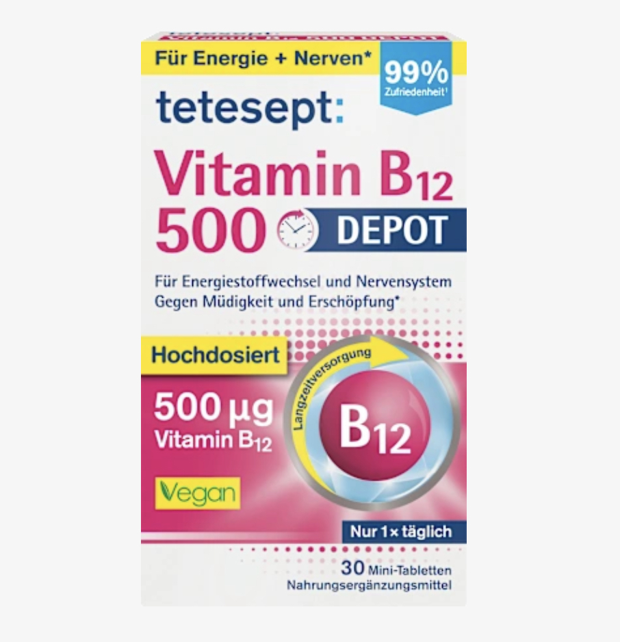 قرص ویتامین B12 تتسپت 500 میکروگرم دپو (Tetesept Vitamin B12 500 Depot) | 30 عددی